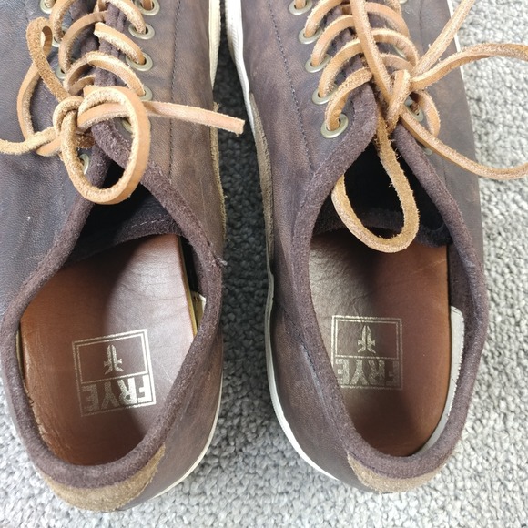 Frye Chamber Low Mens Size 9.5 Sneakers Lace Up Brown Leather Shoes - Picture 9 of 10